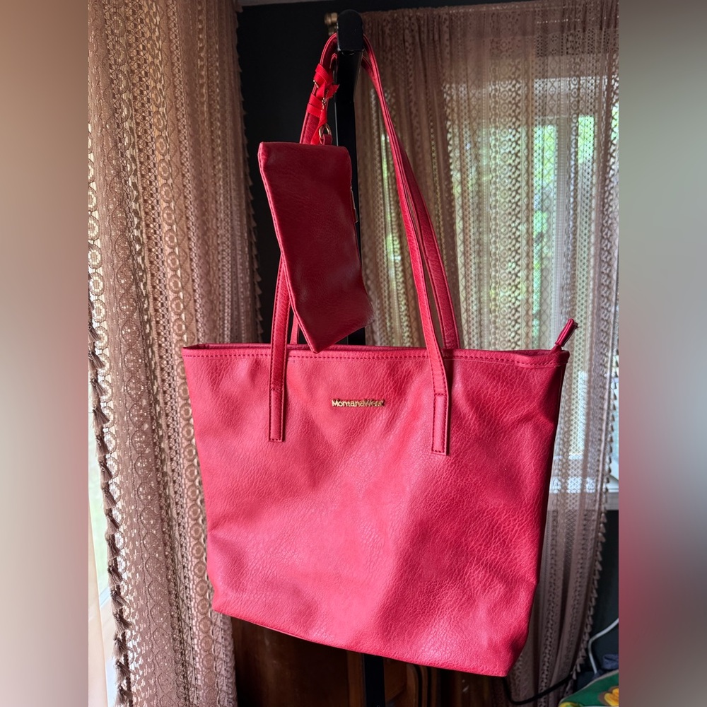 NWT Montana West Red Tote Bag with wallet